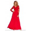 Plesové šaty s dlouhým rukávem červené barvy