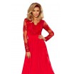 Plesové šaty s dlouhým rukávem červené barvy