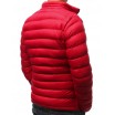 Moderní pánská červená prošívaná bunda na zimu do pásu
