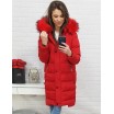 Stylová dámská červená zimní bunda s kožešinou