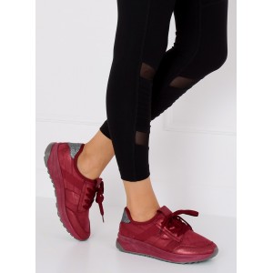 Sportovní vínové dámské boty s tkaničkami