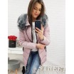 Moderní dámská bunda na zimu v růžové barvě