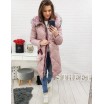 Růžová dámská zimní bunda s prošíváním a kapucí