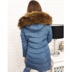 Modrá mírně prodloužená bunda na zimu pro dámy