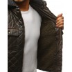 Pánská kožená zateplená bunda v hnědé barvě s kapsami na hrudi