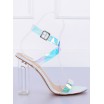 Stylové dámské stříbrné sandály na hrubém transparentním podpatku