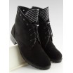 Originální černé kotníkové boty ny zip s třpytkami a módními šňůrkami