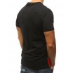 Černé pánské tričko s pruhovanou spodní částí a potiskem