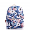Modrý batoh do školy s potiskem květů
