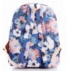 Modrý batoh do školy s potiskem květů