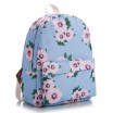 Moderní batoh modré barvy s růžovými květy pro dívky