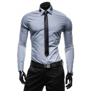 Moderní pánske košile s dlouhým rukávem šedé barvy 
