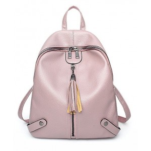 Dámský růžový batoh v elegantním stylu se zipem se střapcem