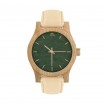 Dřevěné béžovo zelené hodinky pro dámy