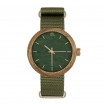 Dámské dřevěné hodinky v zelené barvě s textilním řemínkem