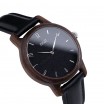 Dřevěné hodinky pro dámy v černé barvě s koženým řemínkem