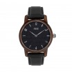 Dřevěné hodinky pro dámy v černé barvě s koženým řemínkem