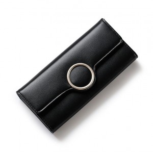 Elegantní dámská peněženka černé barvy s kruhovou přezkou