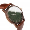Dřevěné pánské hnědé hodinky se zeleným ciferníkem