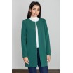 Zelený polodlouhý jarní kabát bez zapínání