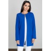 Moderní dámský kabát bez límce v modré barvě