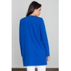 Moderní dámský kabát bez límce v modré barvě
