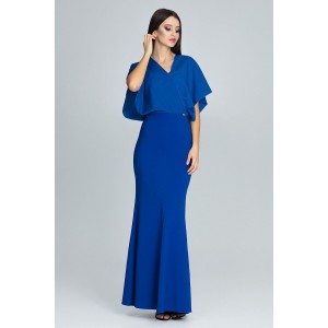 Dlouhé dámské společenské šaty modré barvy