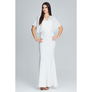 Bílé dlouhé dámské šaty kombinované