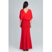 Červené dámské dlouhé šaty s efektním vrchem