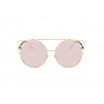 Růžové kulaté sluneční brýle se zlatým rámem v moderním tvaru