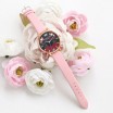 Růžové dámské náramkové hodinky s růžičkami