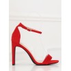 Elegantní dámské semišové sandály červené barvy