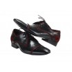 Pánská obuv černo-červené barvy z kvalitní kůže se semišem vhodné pro různé společenské události
