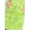 Dámské úzké zelené šaty krátkého střihu s potiskem písma