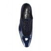 Společenské pánské kožené boty v modré barvě