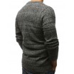 Pletený pánský svetr šedé barvy s kulatým výstřihem