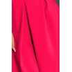 Dámské krátké elegantní šaty v zářivé malinové barvě s odhalenými rameny