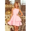 Pastelově růžové elegantní šaty s volánovou sukní