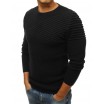 Moderní pánský svetr černé barvy s kulatým výstřihem