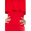 Stylové dámské koktejlové šaty červené barvy s volánem