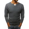 Moderní pánský svetr s knoflíky na výstřihu šedé barvy