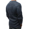 Pletený pánský svetr s kulatým výstřihem modré barvy
