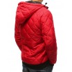 Pánská prošívaná bunda v červené barvě s kapucí