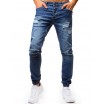 Stylové pánské džíny s módními dírami v modré barvě