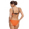 Oranžové dámské dvoudílné plavky push up s proužky ve výstřihu