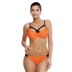 Oranžové dámské dvoudílné plavky push up s proužky ve výstřihu
