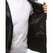 Pánská černá koženková bunda s ozdobným vzorem na plecích