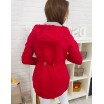 Červená moderní dámská jarní bunda s kapucí