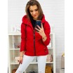 Originální dámská červená přechodná bunda s kapucí v trendy designu