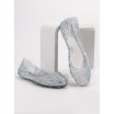 Letní gumové stříbrné dámské balerínky